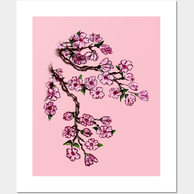 Painted Sakura Branch Wall Art by AnnArtshock